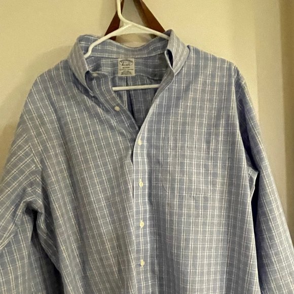 Men's Brooks Brothers Button-Down Regent - Blue Checkered Pattern - Picture 1 of 4